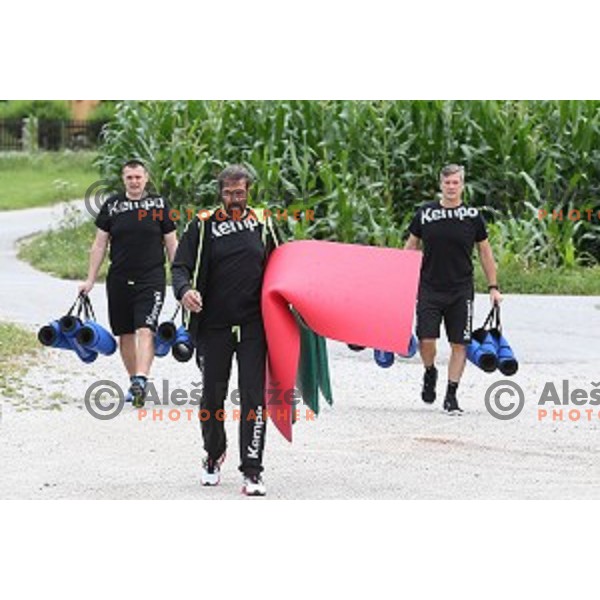 Veselin Vujovic, herad coach of Slovenia Handball team during recovery session in Zrece, Slovenia after first week of preparation for Rio 2016 Olympic games on July 18, 2016