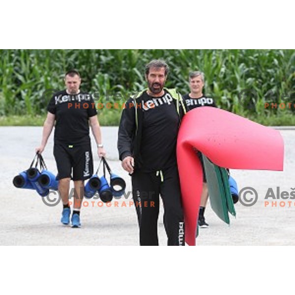 Veselin Vujovic, herad coach of Slovenia Handball team during recovery session in Zrece, Slovenia after first week of preparation for Rio 2016 Olympic games on July 18, 2016