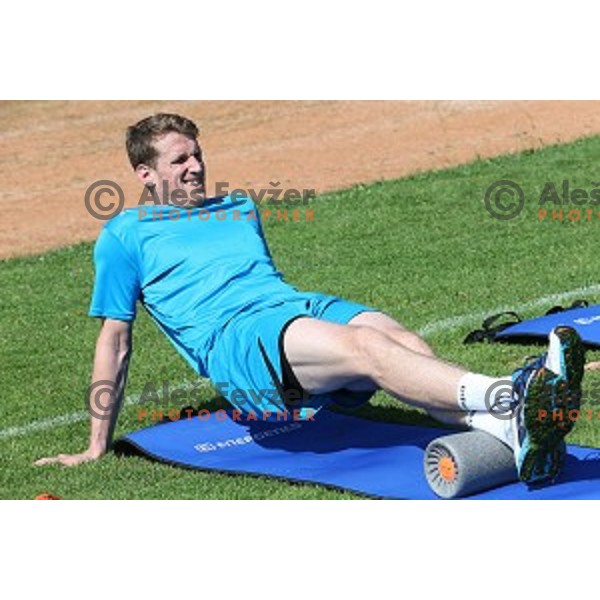 David Miklavcic of Slovenia Handball team during recovery session in Zrece, Slovenia after first week of preparation for Rio 2016 Olympic games on July 18, 2016