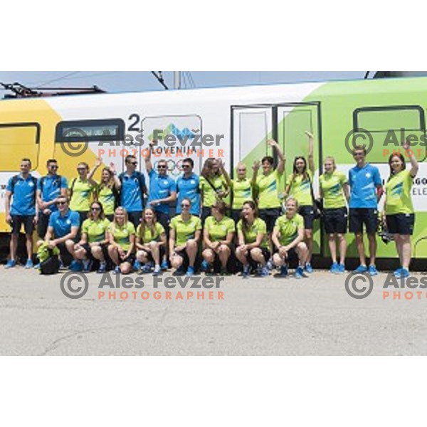 Slovenia olympic team for Rio 2016 Olympic games during promotional departure with train from Ljubljana to Koper on July 22, 2016