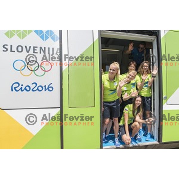 Slovenia olympic team for Rio 2016 Olympic games during promotional departure with train from Ljubljana to Koper on July 22, 2016