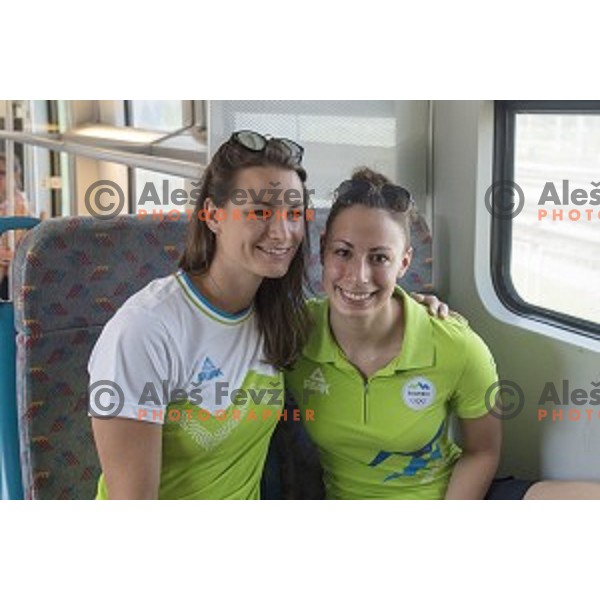 Slovenia olympic team for Rio 2016 Olympic games during promotional departure with train from Ljubljana to Koper on July 22, 2016