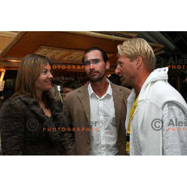 Tina Krizan, Blaz Trupej and Erazem Pintar at Farewell party of Tina Krizan in bar Alaya at Banka Koper Slovenia Open WTA tournament in Portoroz, Slovenia 22.9.2007.Photo Ales Fevzer 