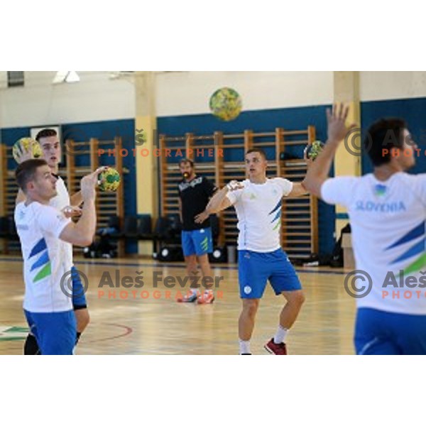 Vid Poteko of Slovenia Olympic Handball team during last practice session before departure to Rio 2016 Summer Olympic games in Kozina Sports Hall, Slovenia on July 31, 2016