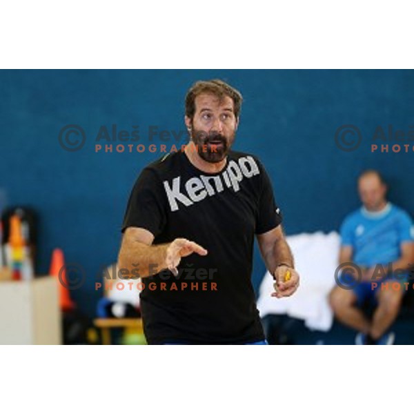 Veselin Vujovic, head coach of Slovenia Olympic Handball team during last practice session before departure to Rio 2016 Summer Olympic games in Kozina Sports Hall, Slovenia on July 31, 2016