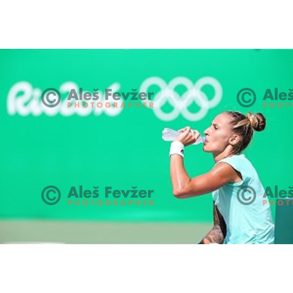 Polona Herzog of Slovenia Olympic team during practice session in Olympic Park Tennis Centre , Rio de Janeiro 2016 Olympic games on August 4, 2016