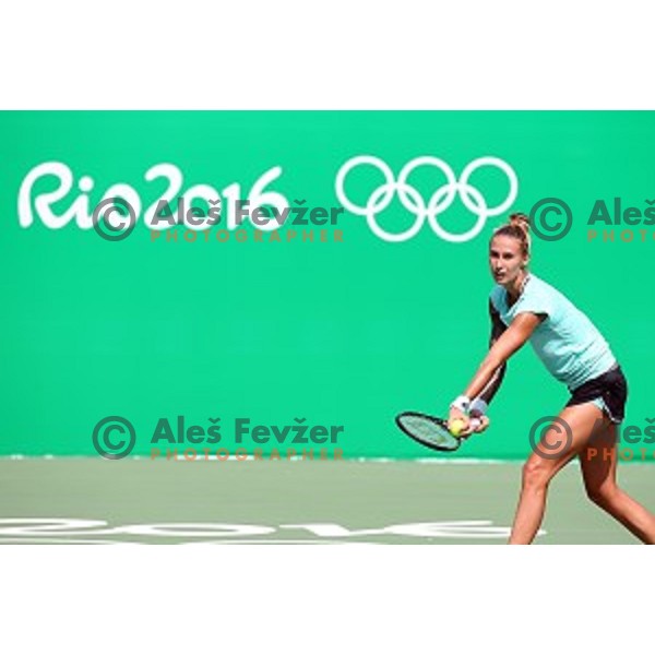 Polona Herzog of Slovenia Olympic team during practice session in Olympic Park Tennis Centre , Rio de Janeiro 2016 Olympic games on August 4, 2016