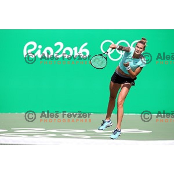 Polona Herzog of Slovenia Olympic team during practice session in Olympic Park Tennis Centre , Rio de Janeiro 2016 Olympic games on August 4, 2016