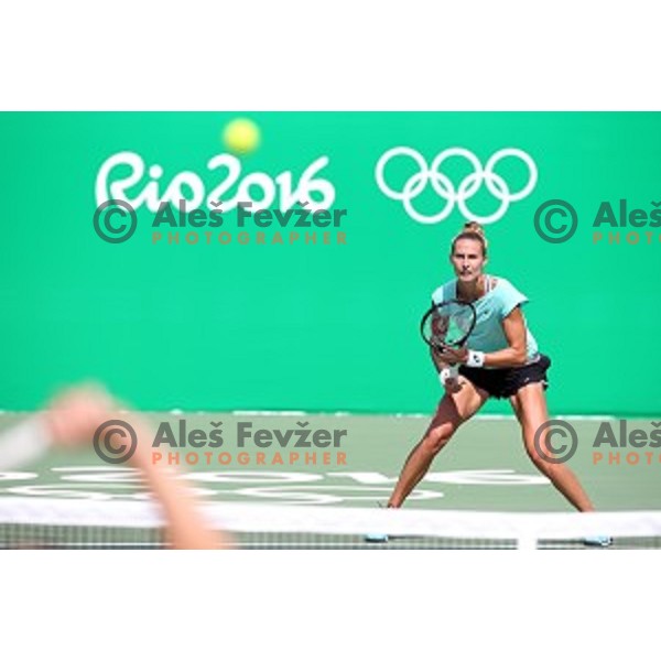 Polona Herzog of Slovenia Olympic team during practice session in Olympic Park Tennis Centre , Rio de Janeiro 2016 Olympic games on August 4, 2016