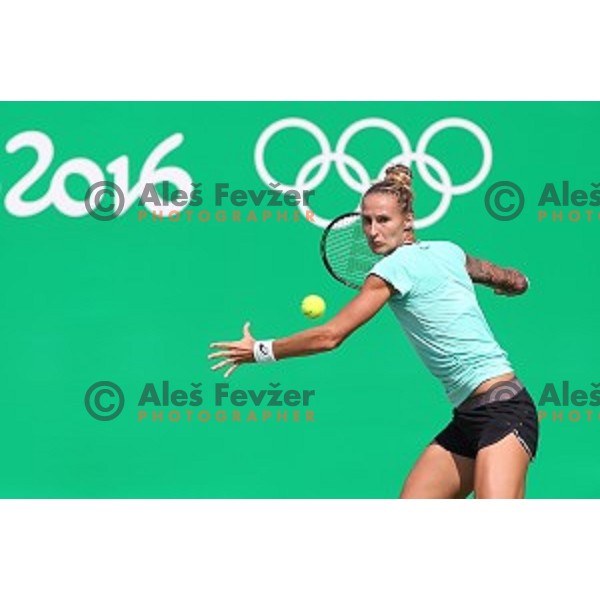 Polona Herzog of Slovenia Olympic team during practice session in Olympic Park Tennis Centre , Rio de Janeiro 2016 Olympic games on August 4, 2016