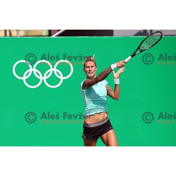 Polona Herzog of Slovenia Olympic team during practice session in Olympic Park Tennis Centre , Rio de Janeiro 2016 Olympic games on August 4, 2016