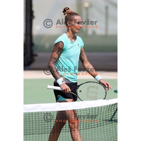 Polona Herzog of Slovenia Olympic team during practice session in Olympic Park Tennis Centre , Rio de Janeiro 2016 Olympic games on August 4, 2016