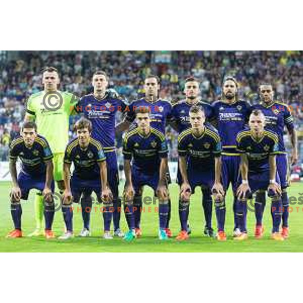 Maribor starting eleven (Erik Janza, Jasmin Handanovic, Damjan Bohar, Milivoje Novakovic, Blaz Vrhovec, Rodrigo Defendi, Denis Sme, Aleks Pihler, Marko Suler, Dare Vrsic, Marcos Tavares) before football match between Maribor - Aberdeen, 3rd qualifying round of UEFA Europa League 2016/17, played in Ljudski vrt, Maribor, Slovenia on August 4, 2016