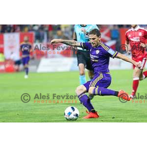 Erik Janza of Maribor in action during football match between Maribor and Aberdeen, 3rd qualifying round of UEFA Europa League 2016/17, played in Ljudski vrt, Maribor, Slovenia on August 4, 2016