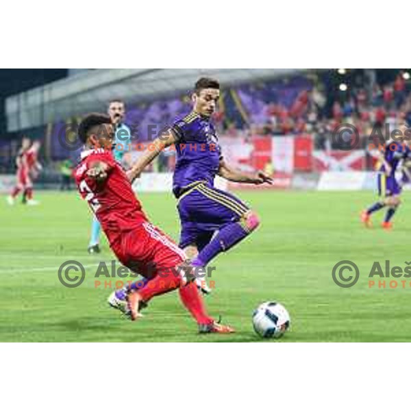 Gregor Bajde of Maribor in action during football match between Maribor and Aberdeen, 3rd qualifying round of UEFA Europa League 2016/17, played in Ljudski vrt, Maribor, Slovenia on August 4, 2016