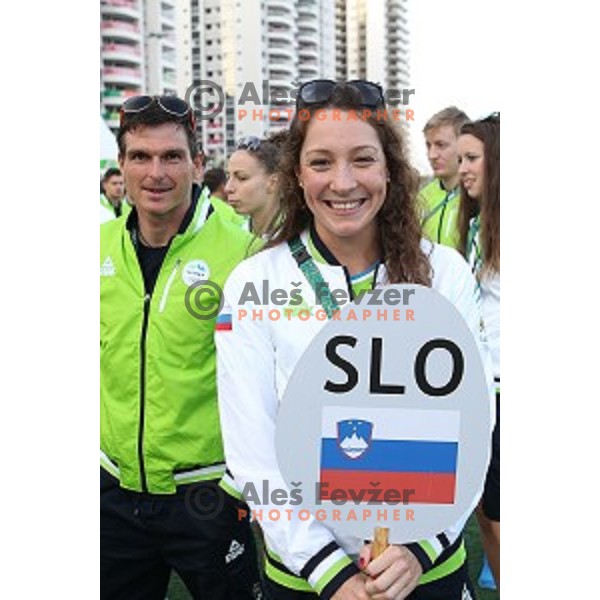 Peter Kauzer and Anja Klinar at Team Welcome Ceremony of Slovenia Olympic team in Olympic Village, Rio de Janeiro 2016 Olympic games on August 4, 2016