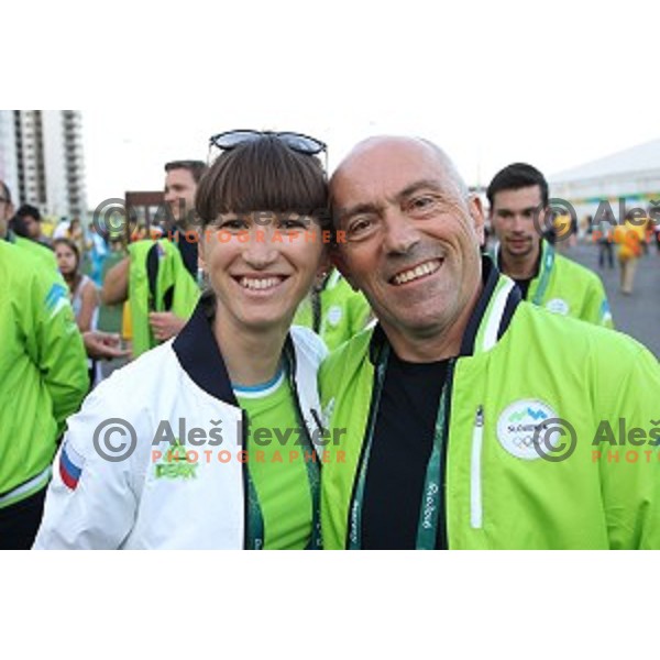 Polona Batagelj and coach Gorazd Penko at Team Welcome Ceremony of Slovenia Olympic team in Olympic Village, Rio de Janeiro 2016 Olympic games on August 4, 2016