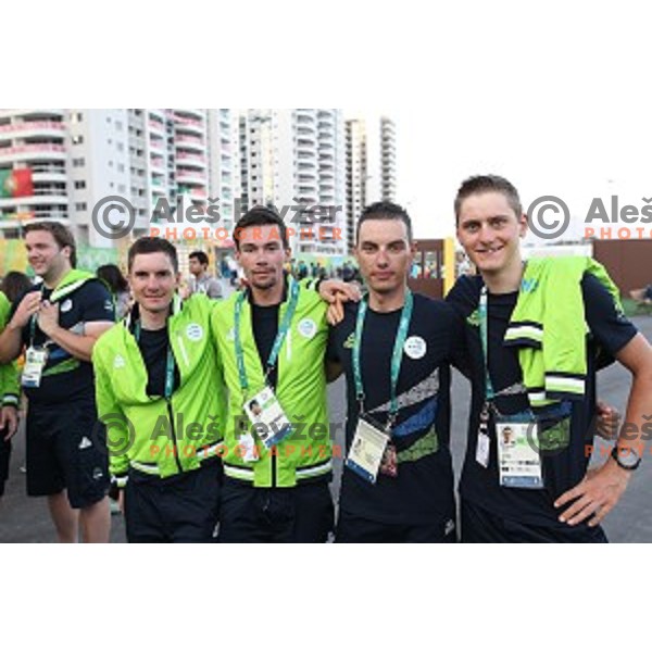Jan Polanc, Primoz Roglic, Simon Spilak, Matej Mohoric at Team Welcome Ceremony of Slovenia Olympic team in Olympic Village, Rio de Janeiro 2016 Olympic games on August 4, 2016