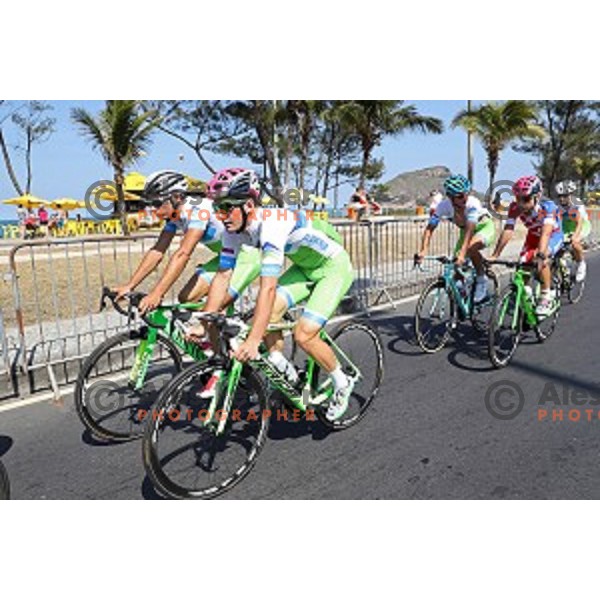 Simon Spilak and Jan Polanc of Slovenia during practice for road cycling race on Grumari loop, Rio de Janeiro 2016 Olympic games on August 5, 2016