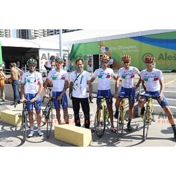 Team Italy before practice for road cycling race on Grumari loop, Rio de Janeiro 2016 Olympic games on August 5, 2016