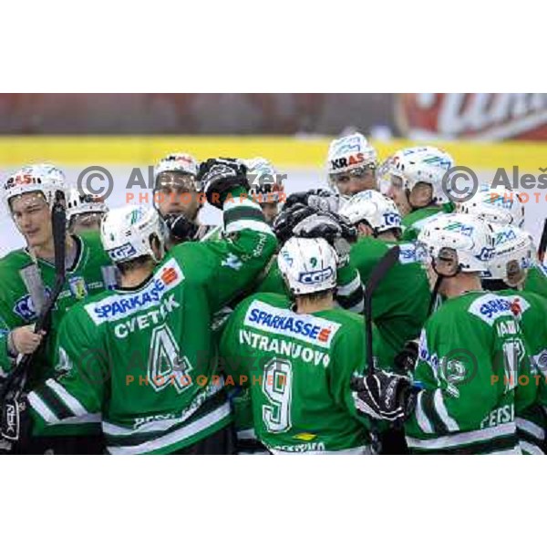 ZM Olimpija players celebrate victory against VSV 