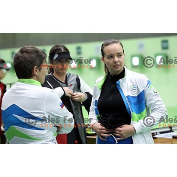 Ziva Dvorsak of Slovenia competes in qualification of 10m air rifle in Deodoro Center at Rio de Janeiro 2016 Olympic games , Brasil on August 6, 2016