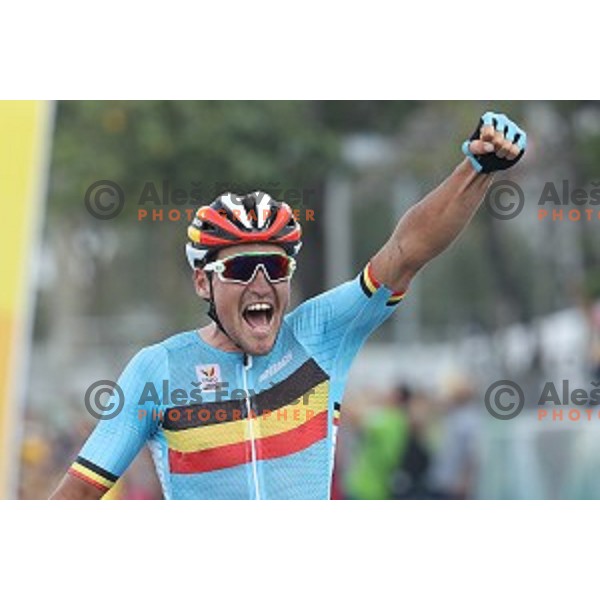 Greg Van Avermaet of Belgium, winner of Men\'s Road race at Rio de Janeiro 2016 Olympic games , Brasil on August 6, 2016