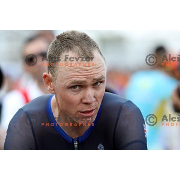 Christopher Froome (GB) at the finish of Men\'s Road race during Rio de Janeiro 2016 Olympic games , Brasil on August 6, 2016
