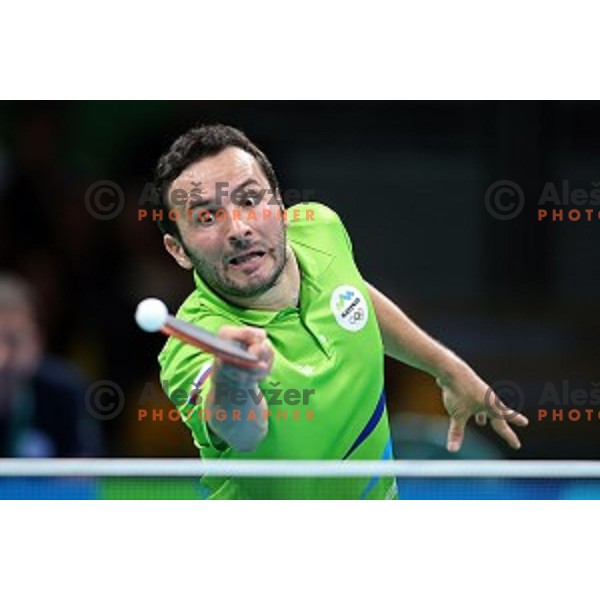 Bojan Tokic of Slovenia in action during men\'s Singles first round table tennis tournament at Rio de Janeiro 2016 Olympic games , Brasil on August 6, 2016