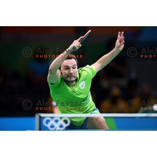 Bojan Tokic of Slovenia in action during men\'s Singles first round table tennis tournament at Rio de Janeiro 2016 Olympic games , Brasil on August 6, 2016