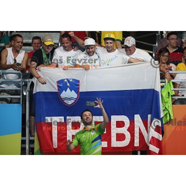 Bojan Tokic of Slovenia in action during men\'s Singles first round table tennis tournament at Rio de Janeiro 2016 Olympic games , Brasil on August 6, 2016