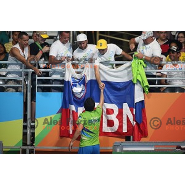 Bojan Tokic of Slovenia in action during men\'s Singles first round table tennis tournament at Rio de Janeiro 2016 Olympic games , Brasil on August 6, 2016