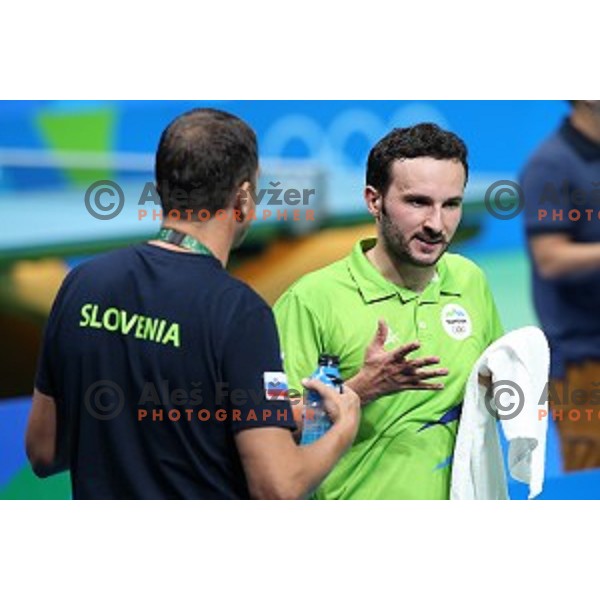 Bojan Tokic of Slovenia in action during men\'s Singles first round table tennis tournament at Rio de Janeiro 2016 Olympic games , Brasil on August 6, 2016