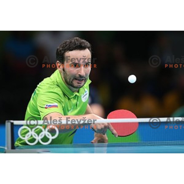 Bojan Tokic of Slovenia in action during men\'s Singles first round table tennis tournament at Rio de Janeiro 2016 Olympic games , Brasil on August 6, 2016