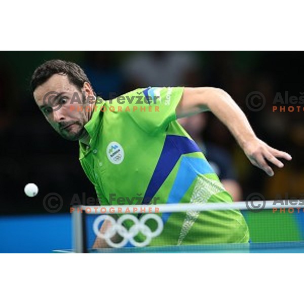 Bojan Tokic of Slovenia in action during men\'s Singles first round table tennis tournament at Rio de Janeiro 2016 Olympic games , Brasil on August 6, 2016