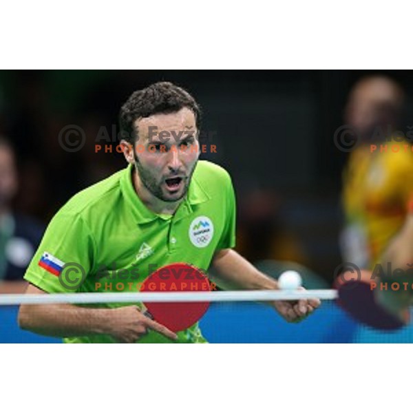 Bojan Tokic of Slovenia in action during men\'s Singles first round table tennis tournament at Rio de Janeiro 2016 Olympic games , Brasil on August 6, 2016