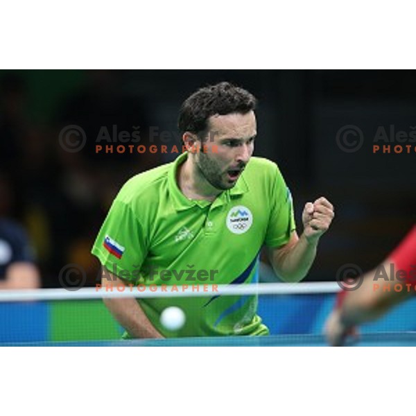 Bojan Tokic of Slovenia in action during men\'s Singles first round table tennis tournament at Rio de Janeiro 2016 Olympic games , Brasil on August 6, 2016