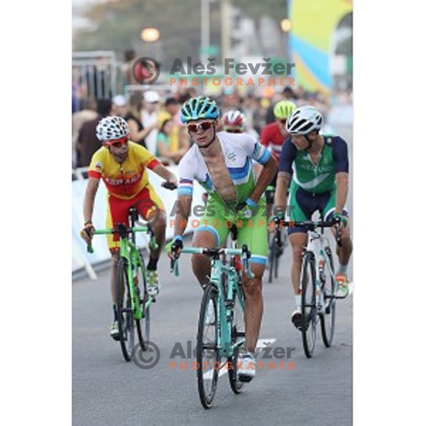 Primoz Roglic of Slovenia at the finish of Men\'s Road race during Rio de Janeiro 2016 Olympic games , Brasil on August 6, 2016