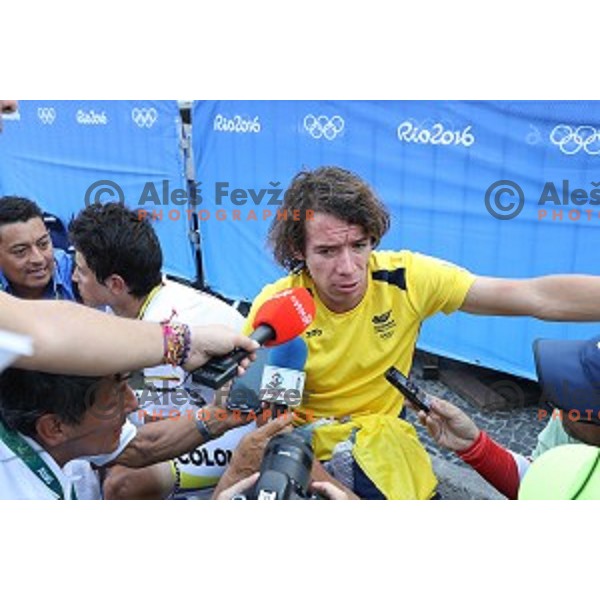 Rigoberto Uran of Colombia at the finish of Men\'s Road race during Rio de Janeiro 2016 Olympic games , Brasil on August 6, 2016