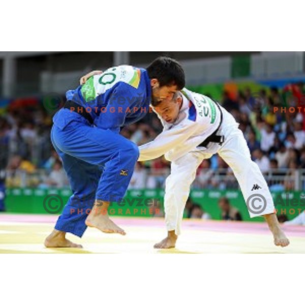 Adrian Gomboc (SLO) fights with Margvelashvili (GEO) in first round of Judo Men\'s -66 kg category at Rio de Janeiro 2016 Olympic games , Brasil on August 7, 2016