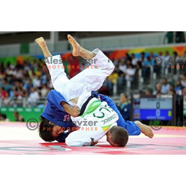 Adrian Gomboc (SLO) fights with Margvelashvili (GEO) in first round of Judo Men\'s -66 kg category at Rio de Janeiro 2016 Olympic games , Brasil on August 7, 2016