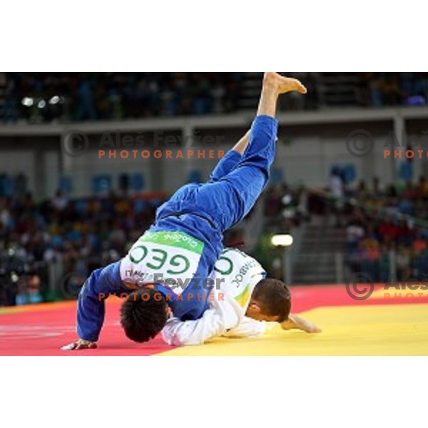 Adrian Gomboc (SLO) fights with Margvelashvili (GEO) in first round of Judo Men\'s -66 kg category at Rio de Janeiro 2016 Olympic games , Brasil on August 7, 2016