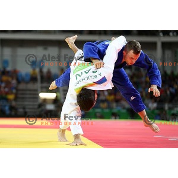Adrian Gomboc (SLO) fights with Bouchard (CAN) in quarter-final of Judo Men\'s -66 kg category at Rio de Janeiro 2016 Olympic games , Brasil on August 7, 2016