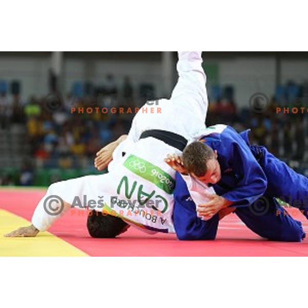 Adrian Gomboc (SLO) fights with Bouchard (CAN) in quarter-final of Judo Men\'s -66 kg category at Rio de Janeiro 2016 Olympic games , Brasil on August 7, 2016