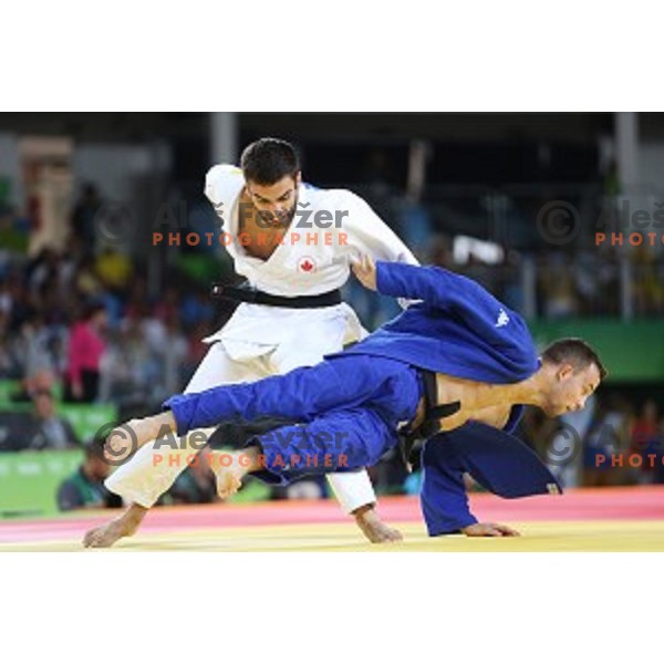 Adrian Gomboc (SLO) fights with Bouchard (CAN) in quarter-final of Judo Men\'s -66 kg category at Rio de Janeiro 2016 Olympic games , Brasil on August 7, 2016