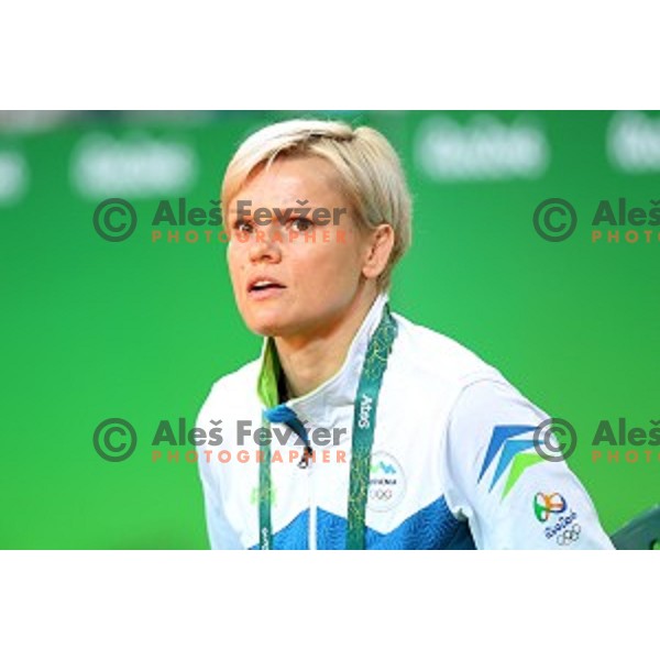 Coach Urska Zolnir (SLO) in quarter-final of Judo Men\'s -66 kg category at Rio de Janeiro 2016 Olympic games , Brasil on August 7, 2016