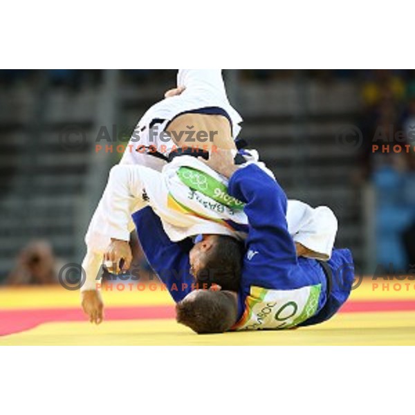 Adrian Gomboc (SLO) fights with Basile (ITA) in semi-final of Judo Men\'s -66 kg category at Rio de Janeiro 2016 Olympic games , Brasil on August 7, 2016