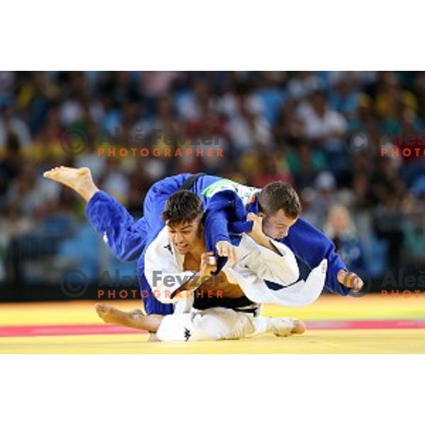Adrian Gomboc (SLO) fights with Basile (ITA) in semi-final of Judo Men\'s -66 kg category at Rio de Janeiro 2016 Olympic games , Brasil on August 7, 2016