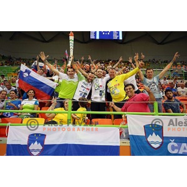 of Slovenia in action during handball match between Slovenia and Egypt in Barra Olympic Park at Rio de Janeiro 2016 Olympic games , Brasil on August 7, 2016