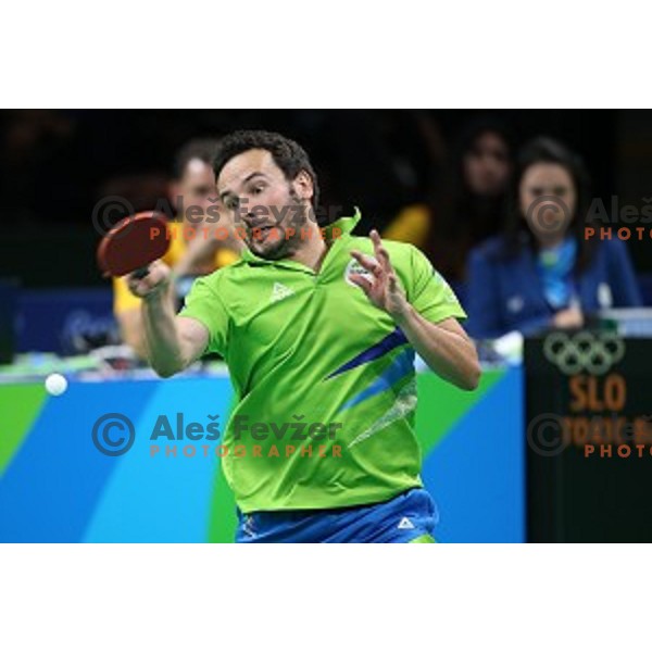 Bojan Tokic of Slovenia in action during men\'s Singles quarter.finals of table tennis tournament at Rio de Janeiro 2016 Olympic games , Brasil on August 8, 2016